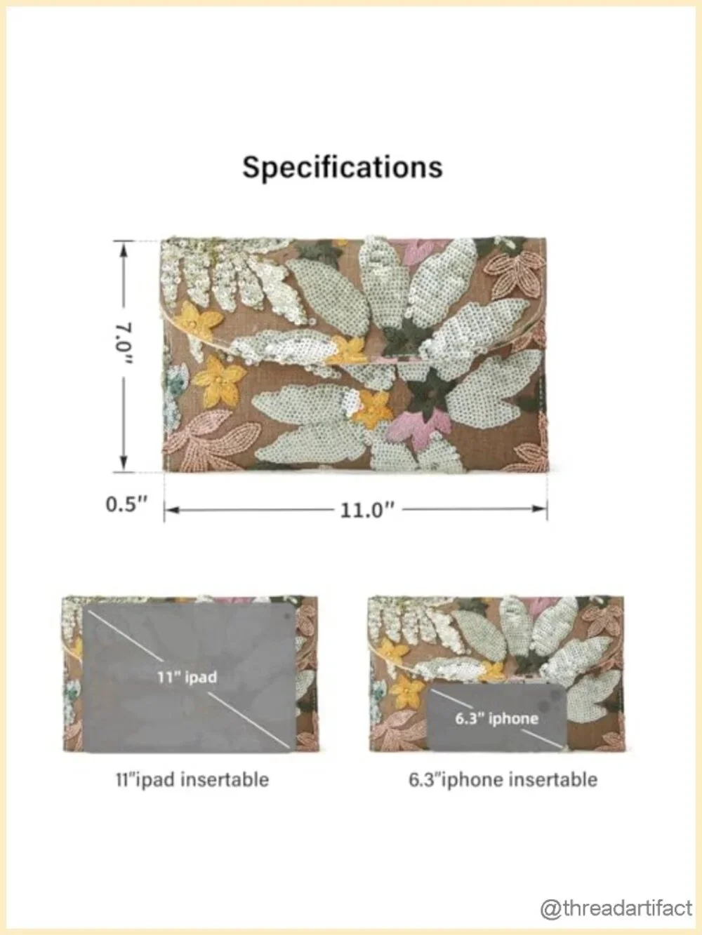 Floral Embroidery Sequin Clutch Beaded Evening Bag for Wedding Party